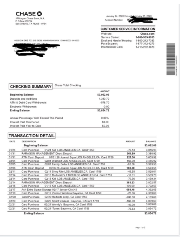 Chase-bank-account-statement-template